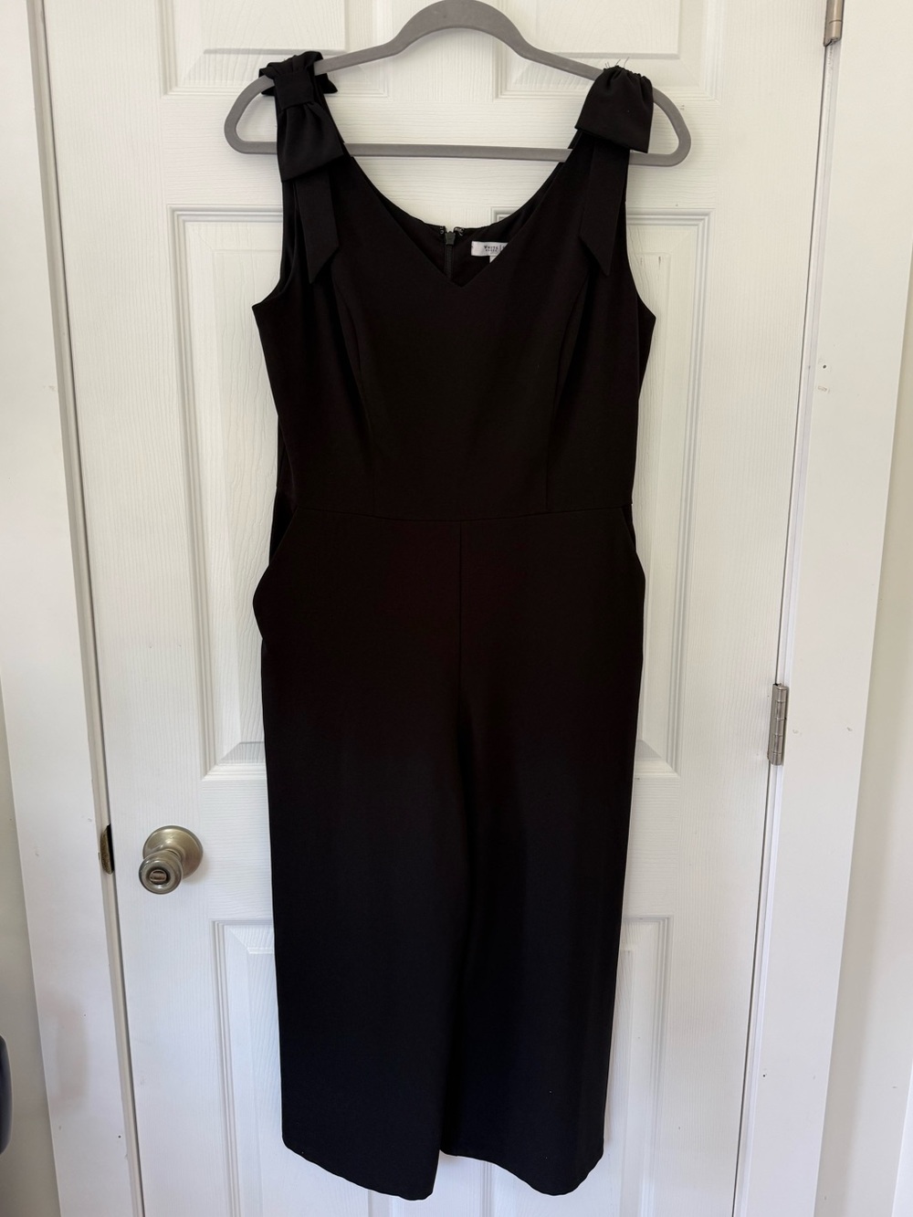 White House Black Market Sleeveless Black Jumpsuit with Wide Cropped Leg
